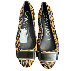 NWOT Calvin Klein Oneta Ballet Flats Leopard Calf Hair 6